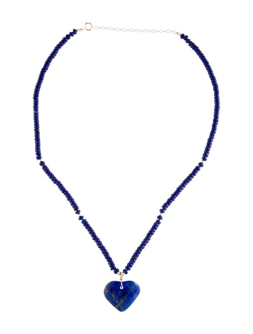 Necklace 14K Lapis Lazuli Pendant Bead Strand Necklace