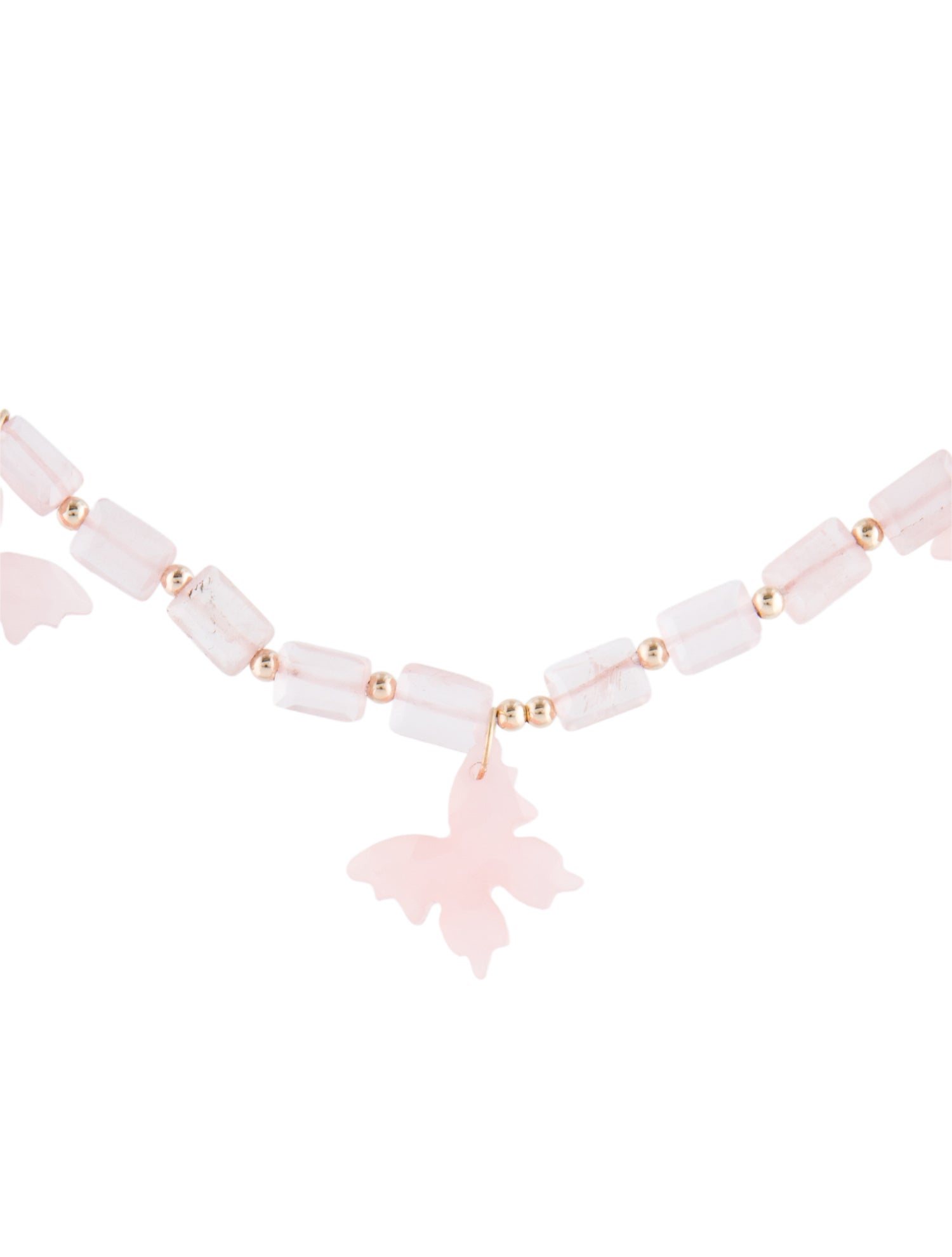 Necklace 14K Rose Quartz Butterfly Station Necklace