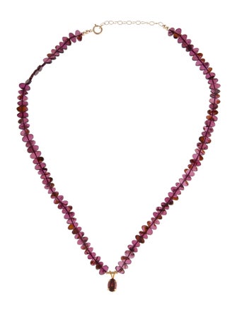 Necklace 14K 1.10ctw Garnet Bead Pendant Necklace