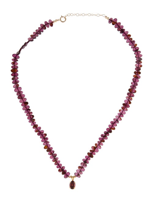 Necklace 14K 1.10ctw Garnet Bead Pendant Necklace
