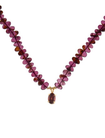 Necklace 14K 1.10ctw Garnet Bead Pendant Necklace