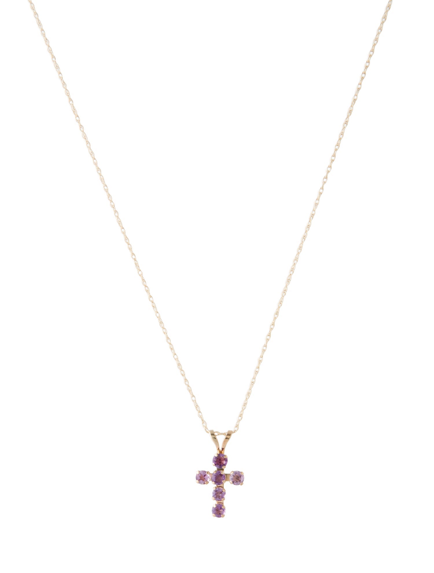 Necklace 10K Amethyst Cross Pendant Necklace