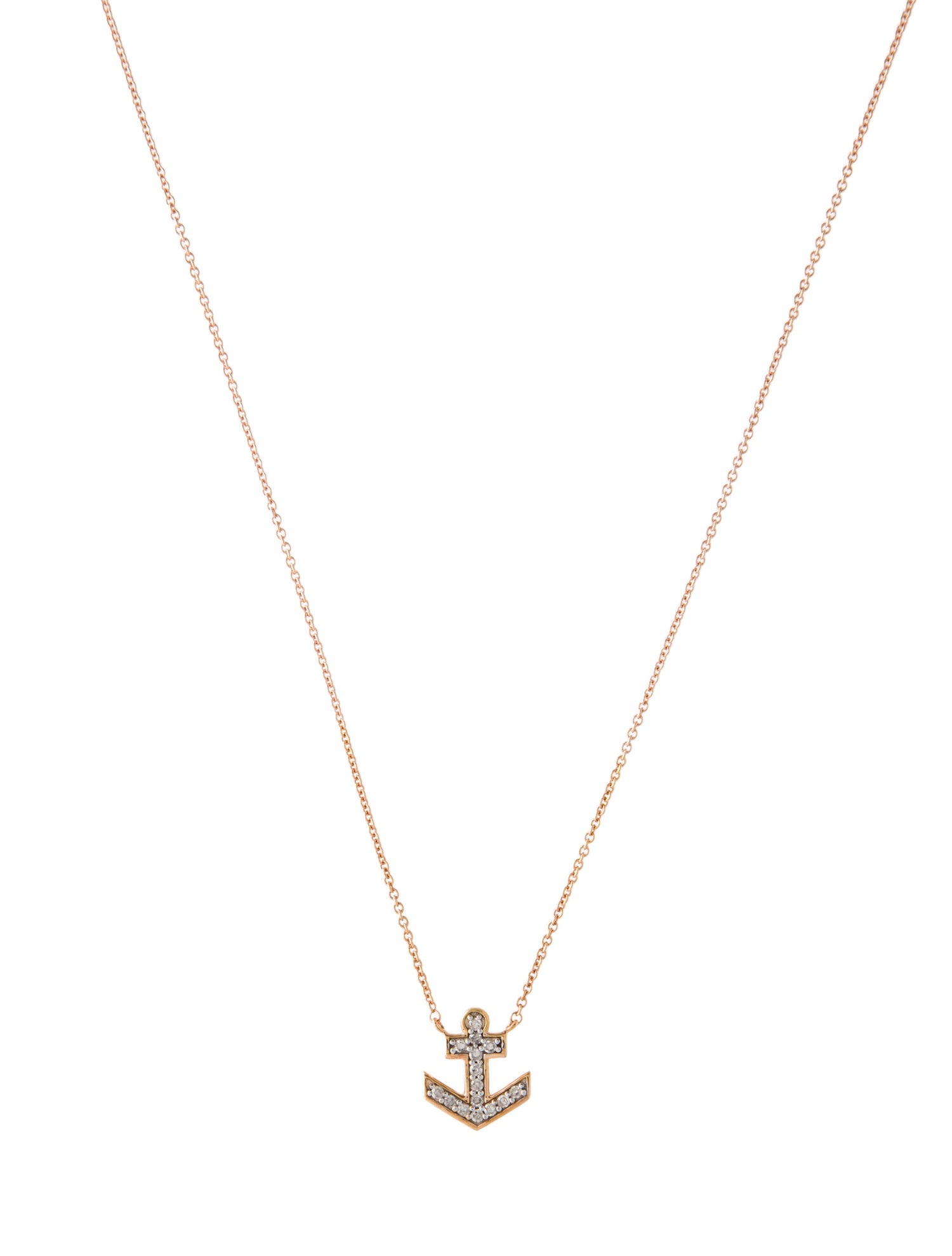 Necklace 10K Diamond Anchor Pendant