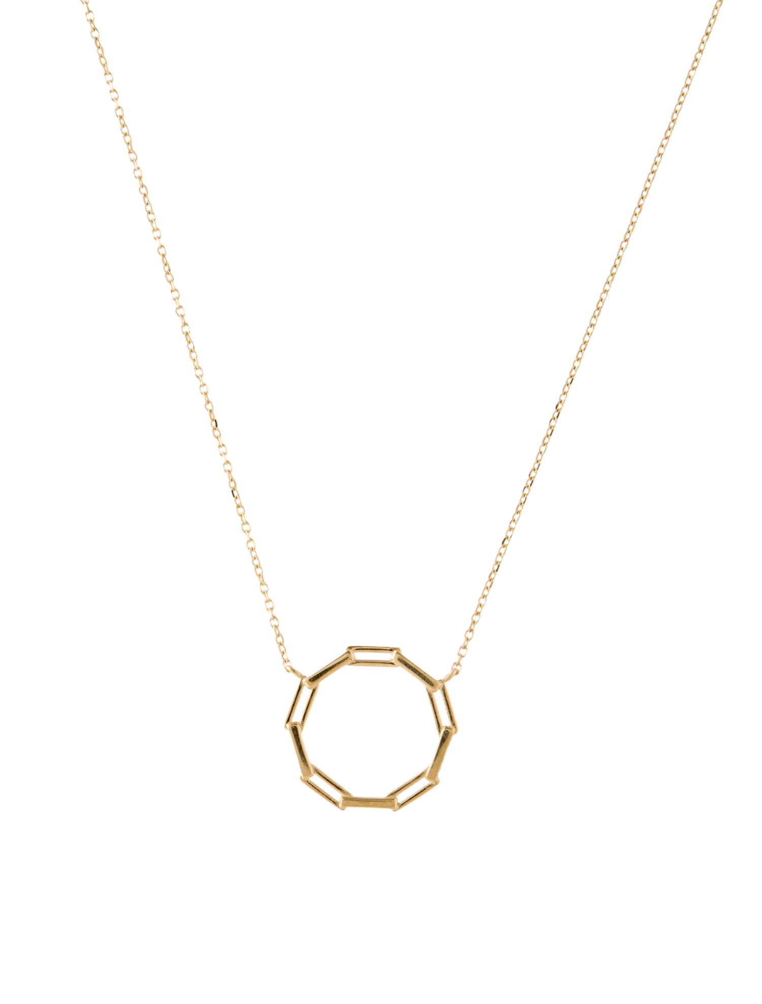 Necklace 10K Paperclip Circle Pendant