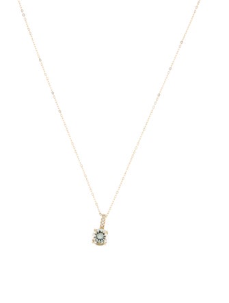 Necklace 14K Feldspar and Diamond Pendant Necklace