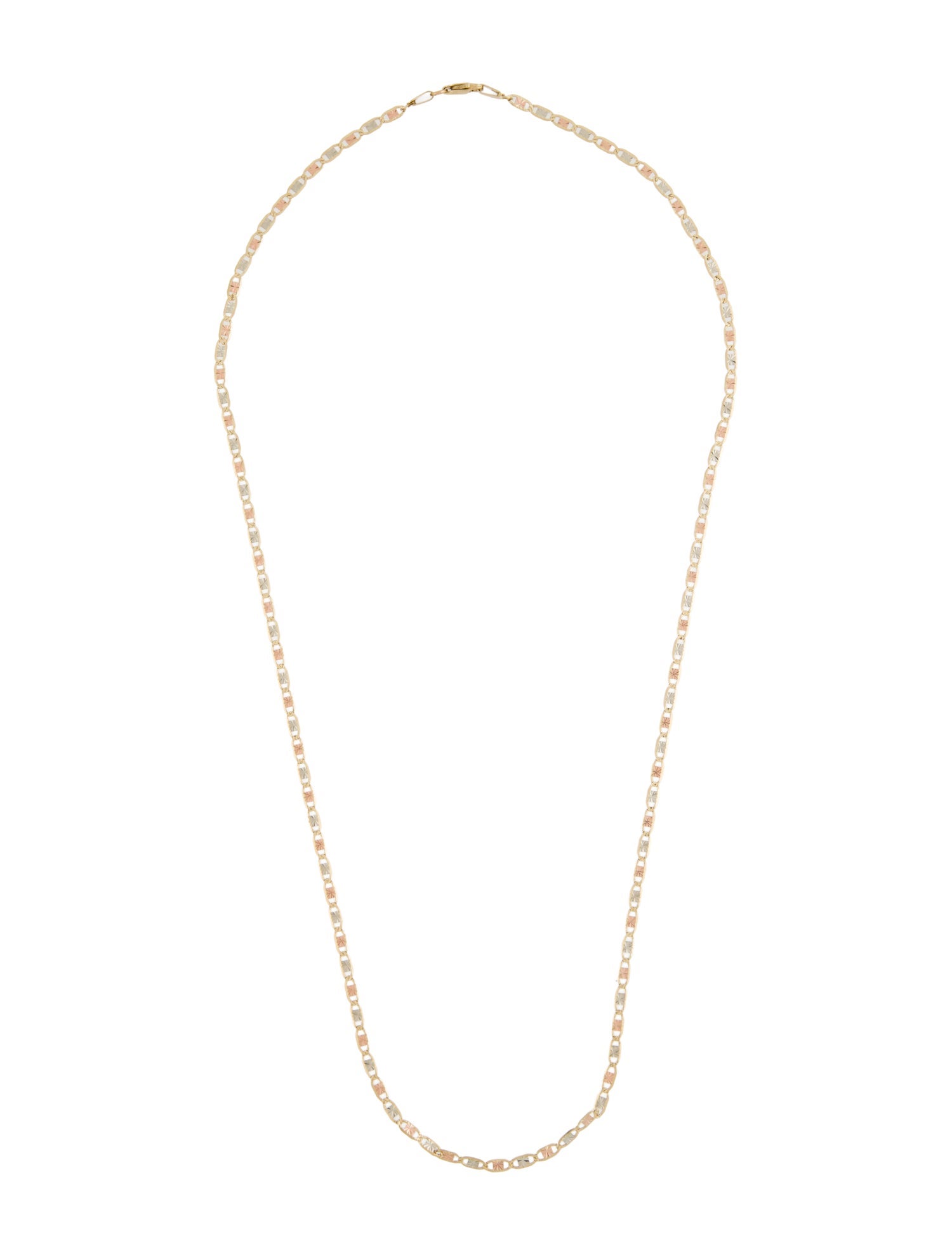 Necklace 14K Tri-Color Flat Link Chain
