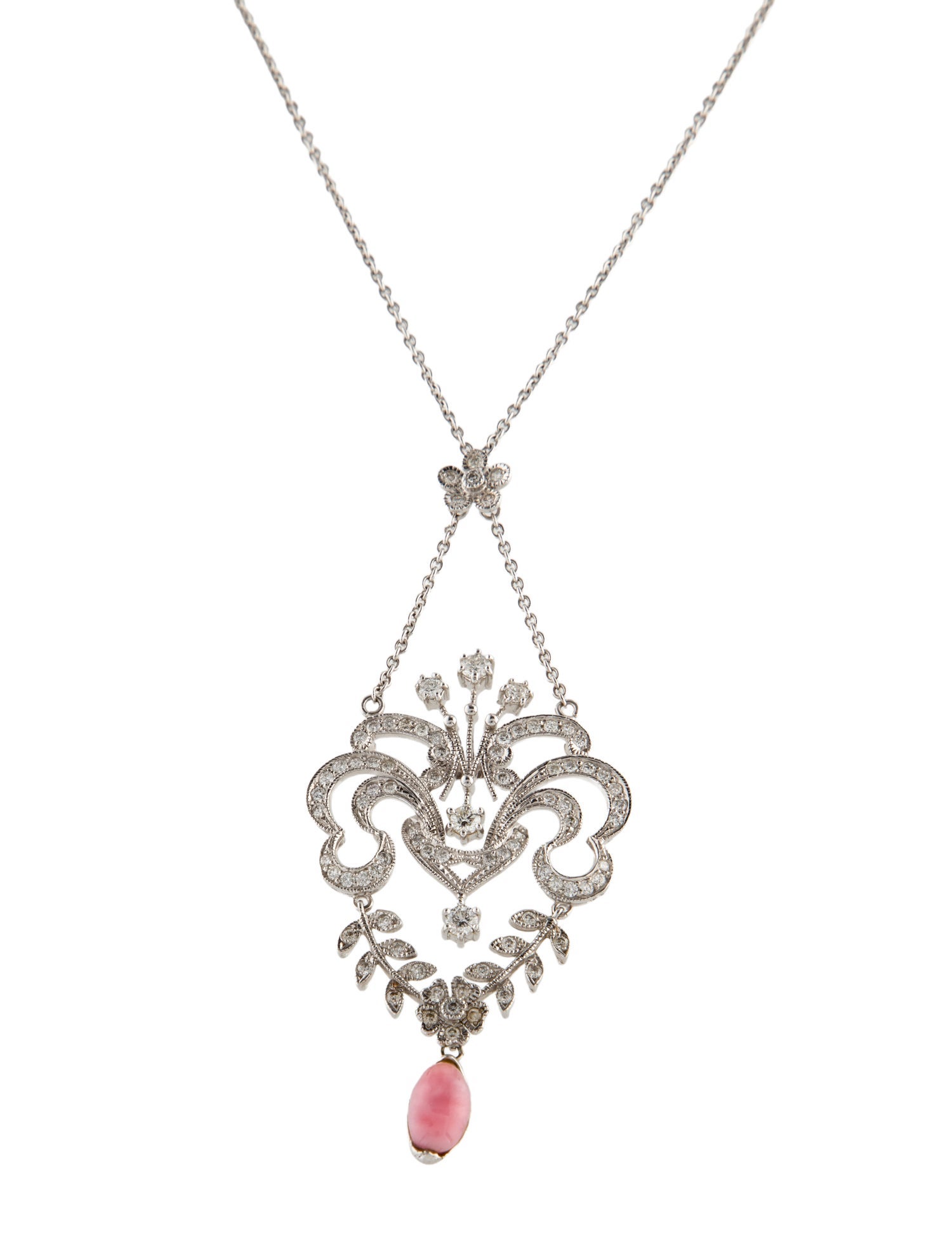 Necklace 18K Conch Pearl & 1.05ctw Diamond Lavalier