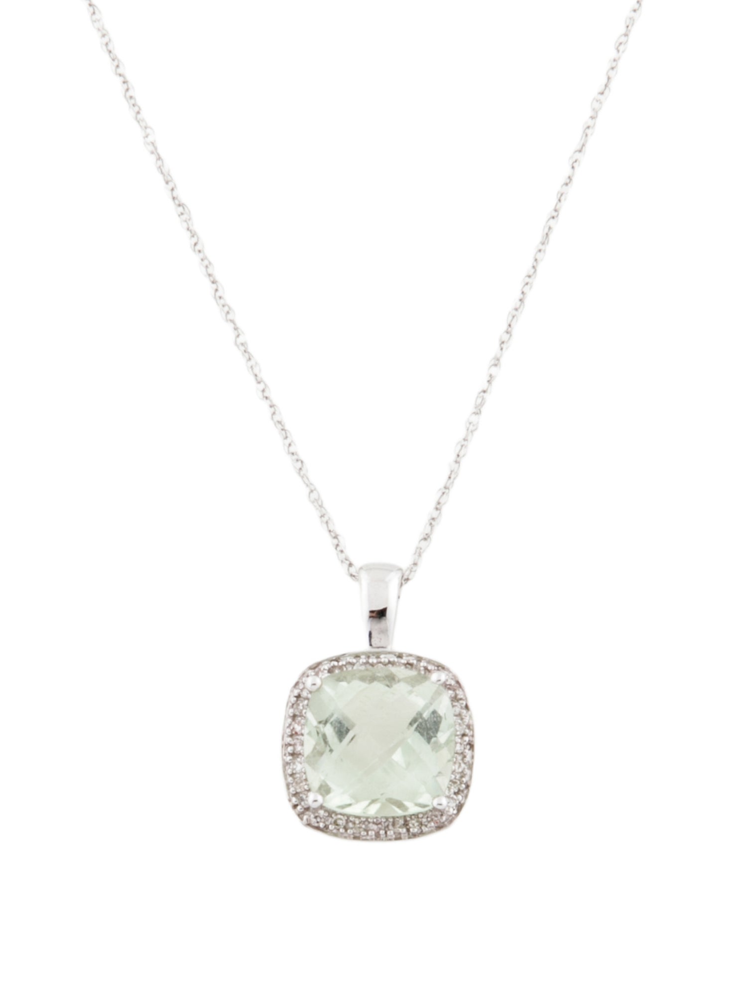 Necklace 10K Prasiolite & Diamond Pendant