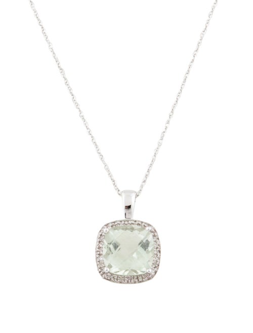 Necklace 10K Prasiolite & Diamond Pendant Necklace