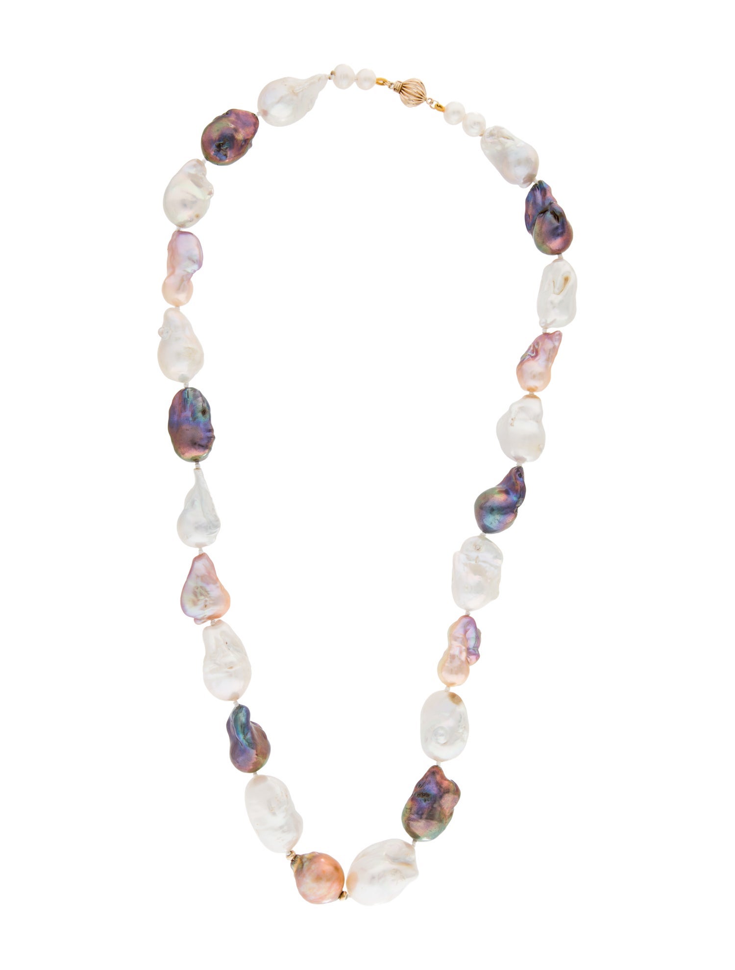 Necklace 14K Pearl & Dyed Pearl Strand