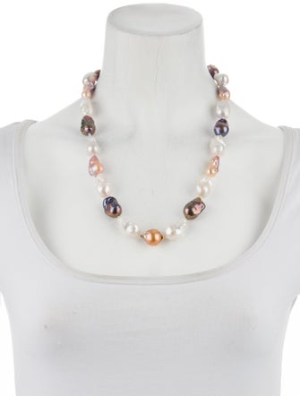 Necklace 14K Pearl & Dyed Pearl Strand Necklace