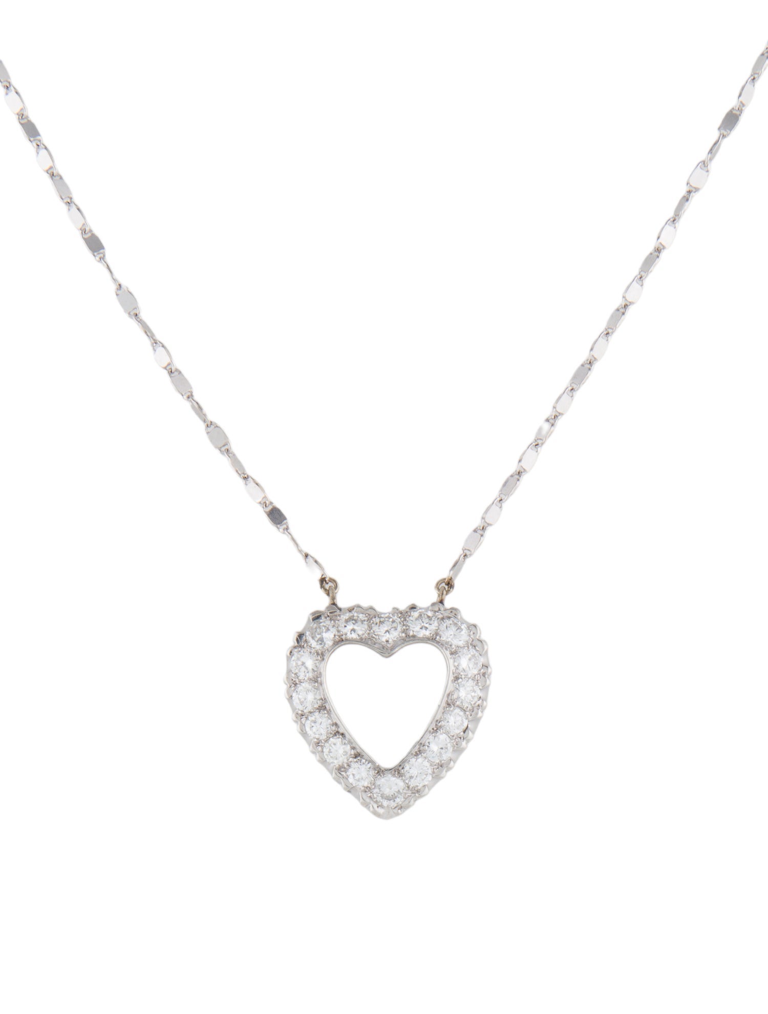 Necklace Platinum 1.60ctw Diamond Heart Pendant w/ 14K Chain