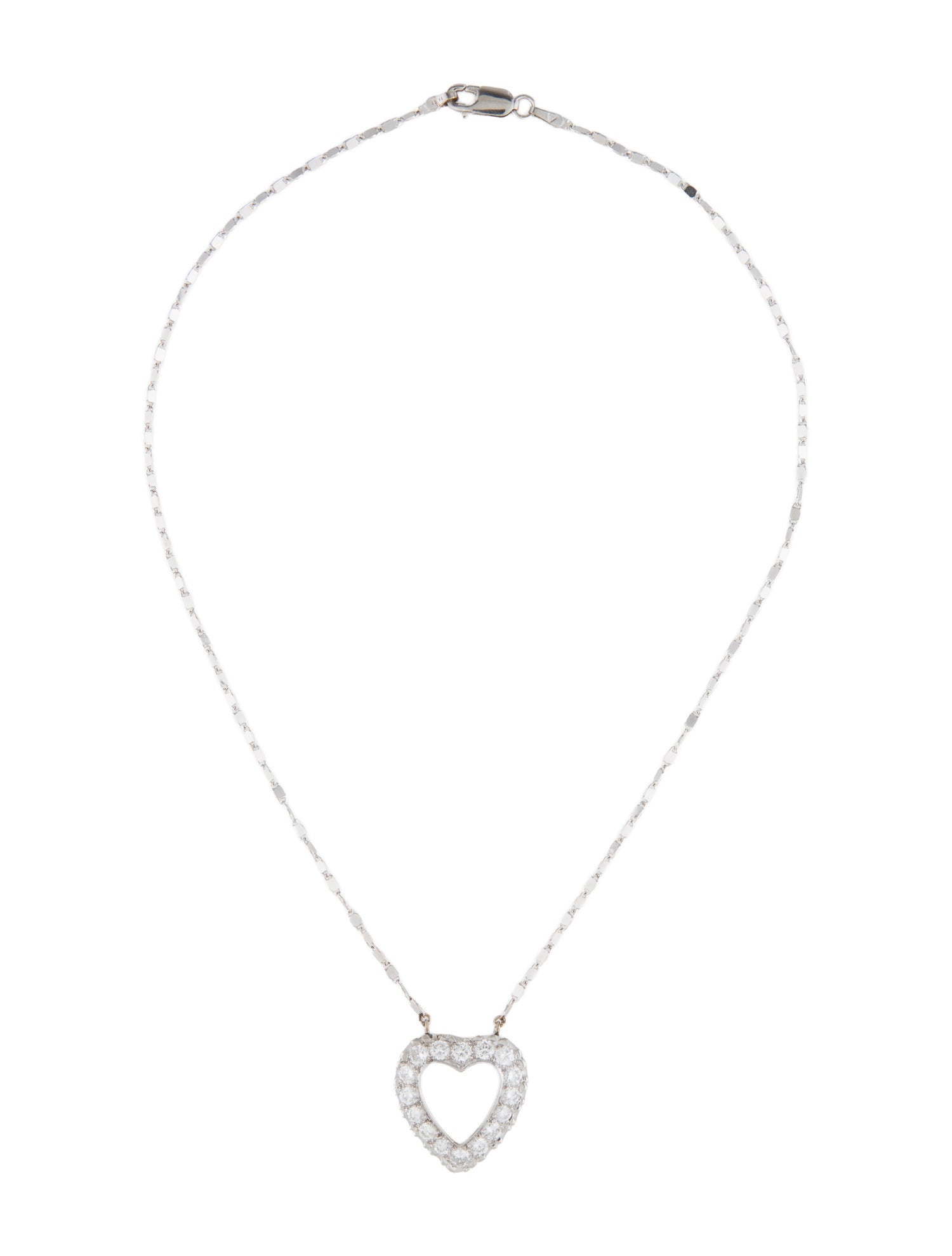 Necklace Platinum 1.60ctw Diamond Heart Pendant w/ 14K Chain