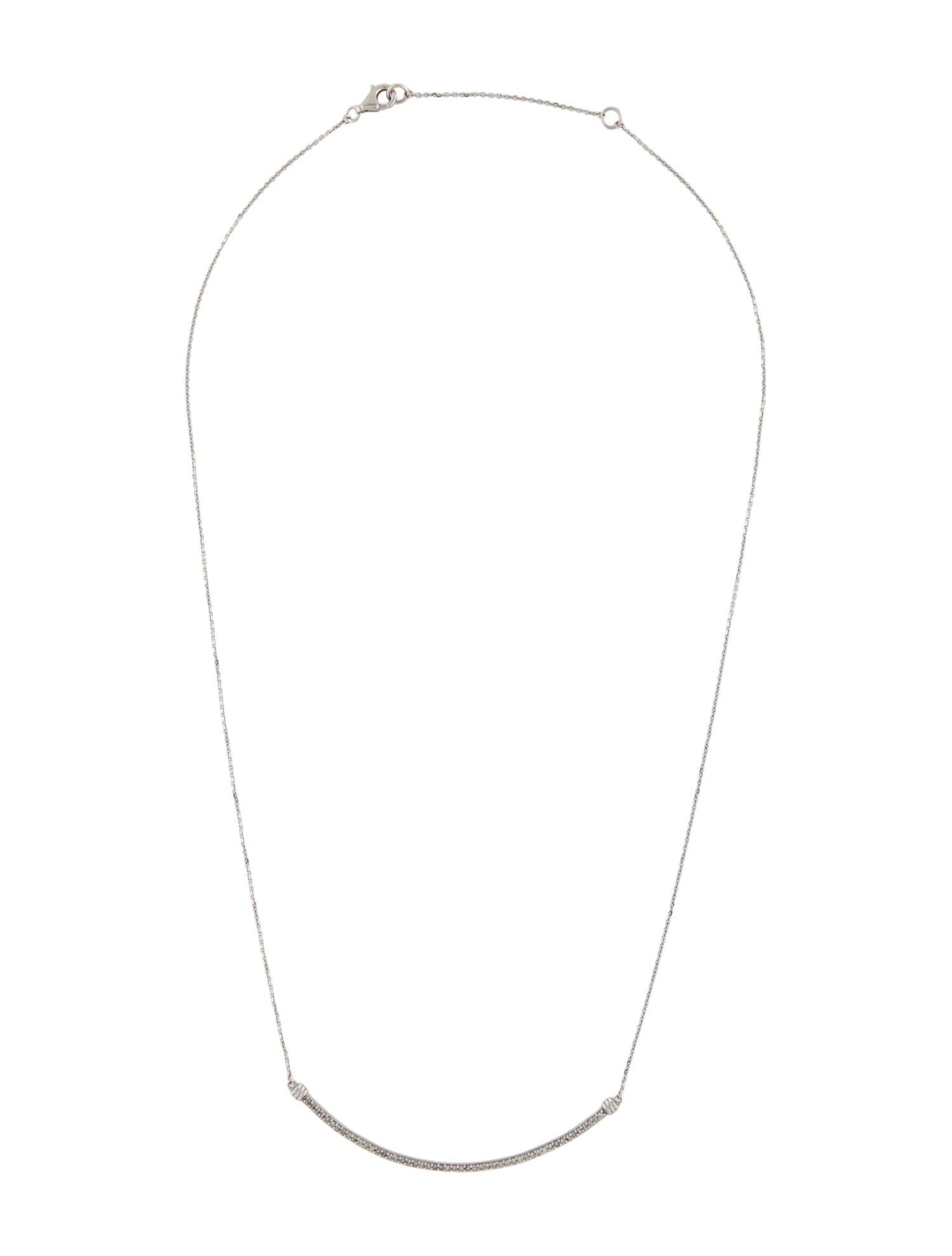 Necklace 14K Diamond Curved Bar Pendant Necklace