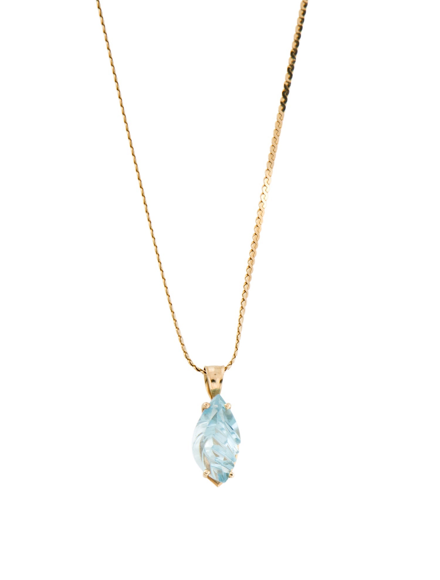 Necklace 14K Topaz Leave Pendant
