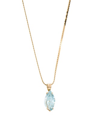 Necklace 14K Topaz Leave Pendant Necklace