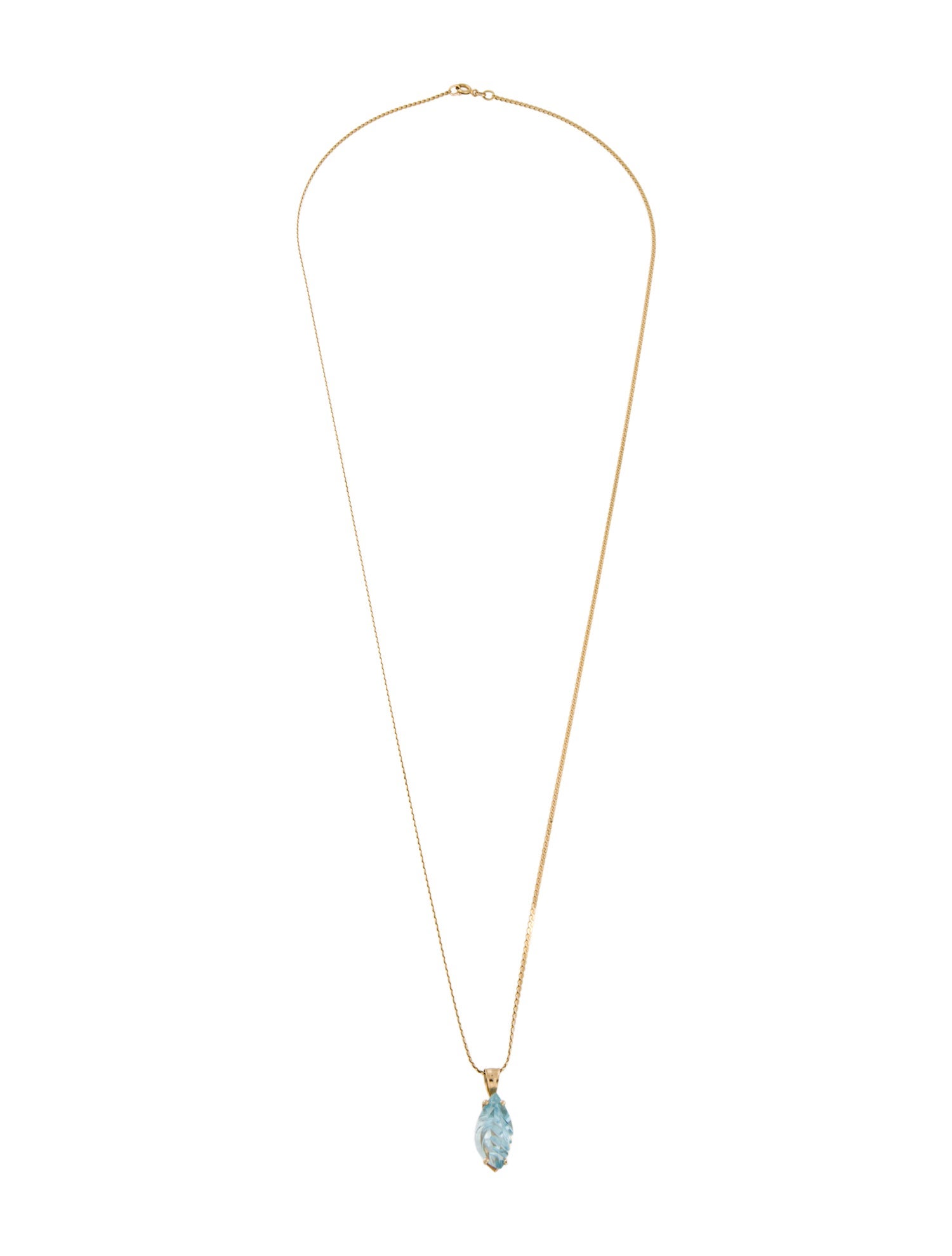 Necklace 14K Topaz Leave Pendant