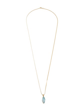 Necklace 14K Topaz Leave Pendant Necklace