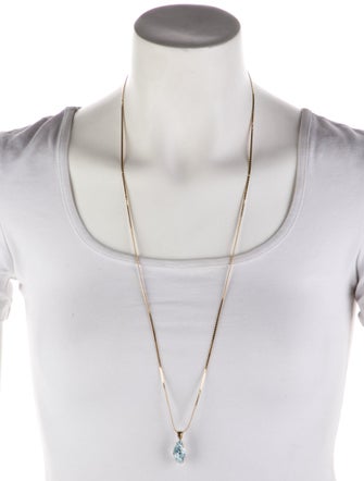 Necklace 14K Topaz Leave Pendant Necklace