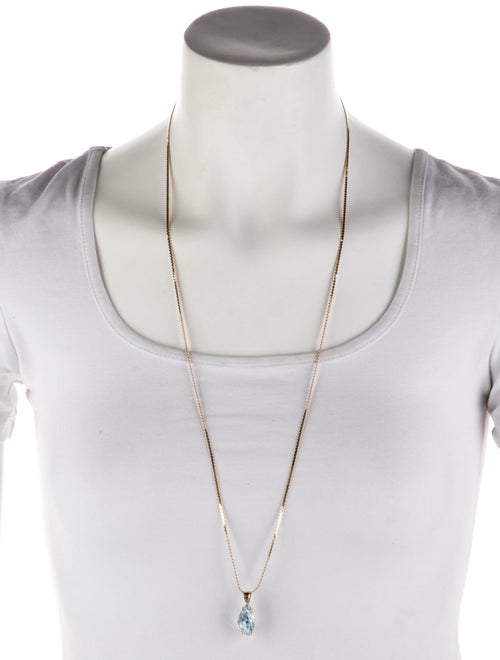 Necklace 14K Topaz Leave Pendant Necklace