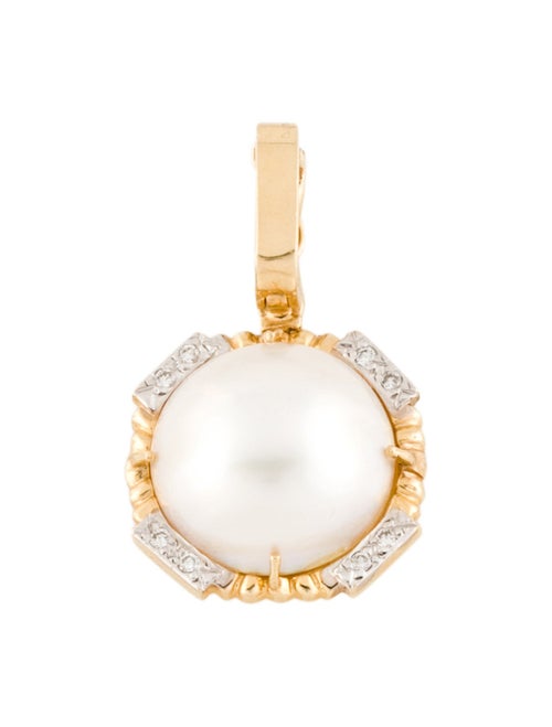 Necklace 14K Pearl & Diamond Pendant