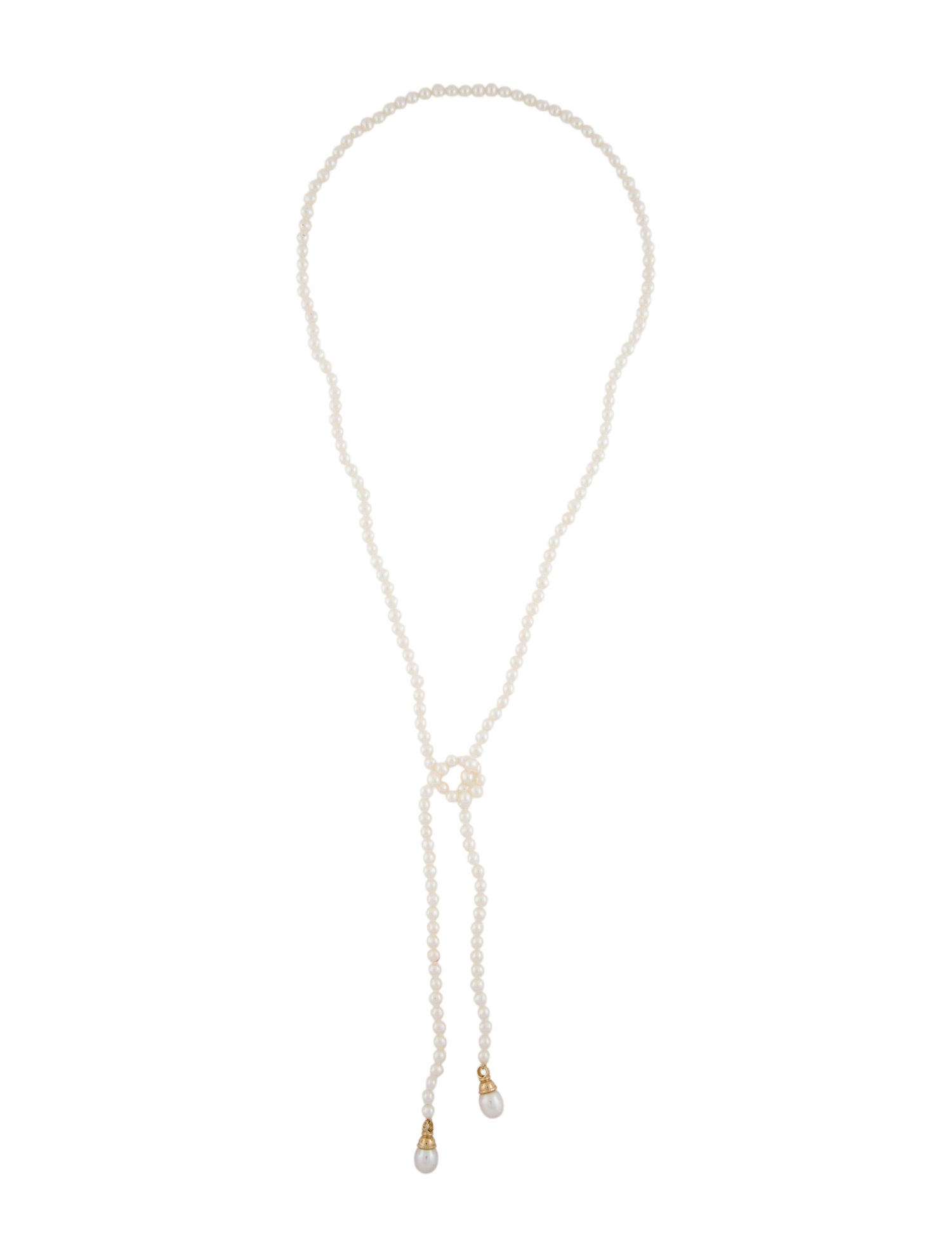 Necklace 14K Pearl Bead Strand Lariat