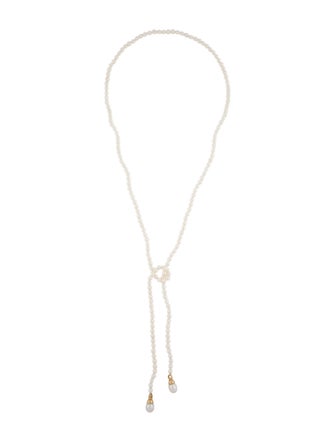 Necklace 14K Pearl Bead Strand Lariat