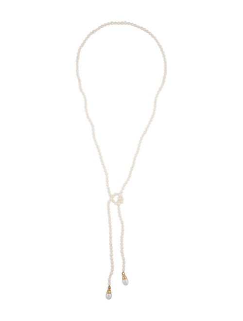Necklace 14K Pearl Bead Strand Lariat