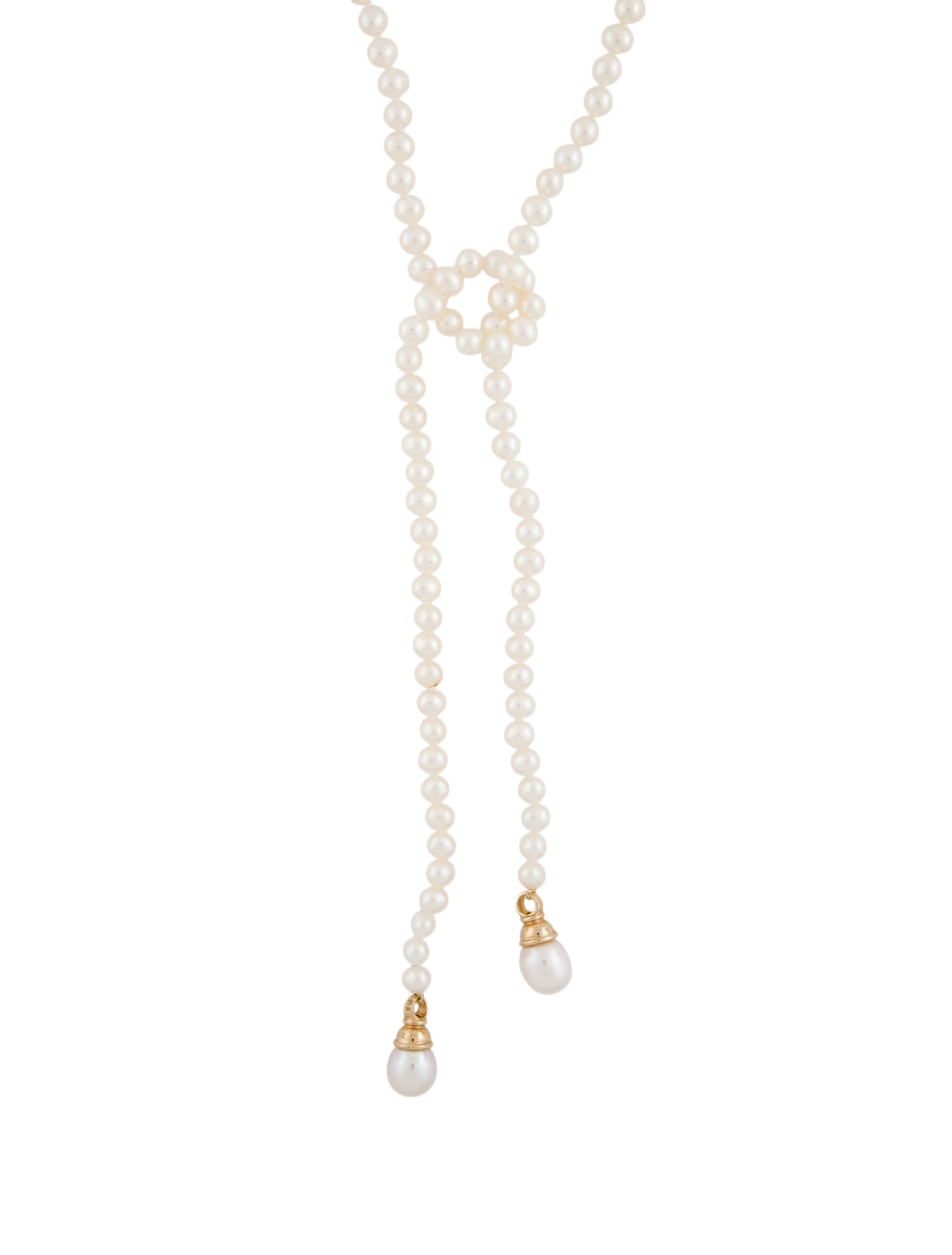 Necklace 14K Pearl Bead Strand Lariat