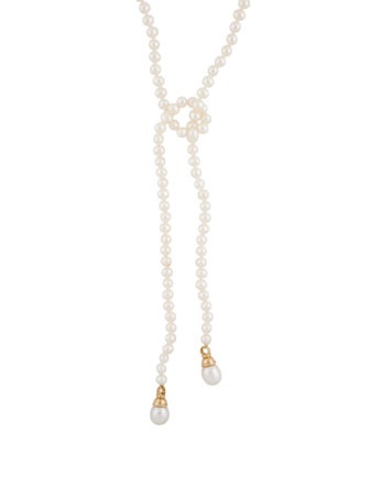 Necklace 14K Pearl Bead Strand Lariat