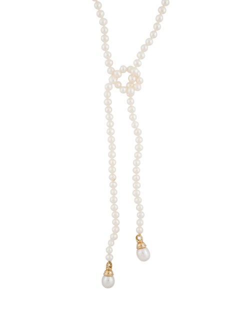 Necklace 14K Pearl Bead Strand Lariat