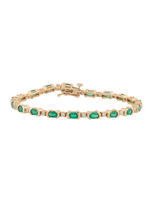 Necklace 14K 2.5ctw Emerald & Diamond Tennis Link Bracelet
