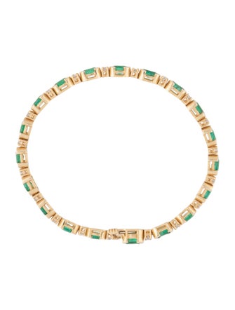 Necklace 14K 2.5ctw Emerald & Diamond Tennis Link Bracelet