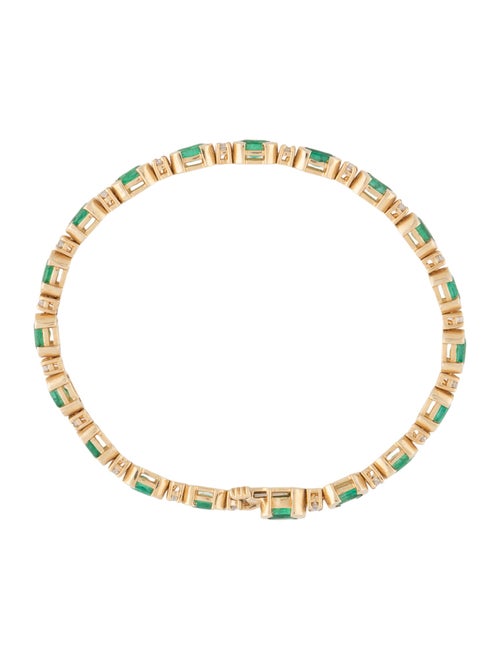 Necklace 14K 2.5ctw Emerald & Diamond Tennis Link Bracelet