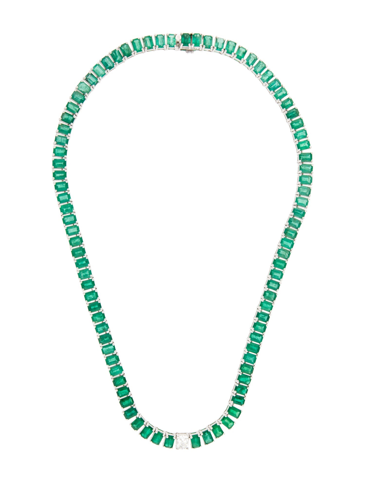 Necklace Oscar Friedman 18K 50.62ctw Emerald & Diamond Collar Necklace