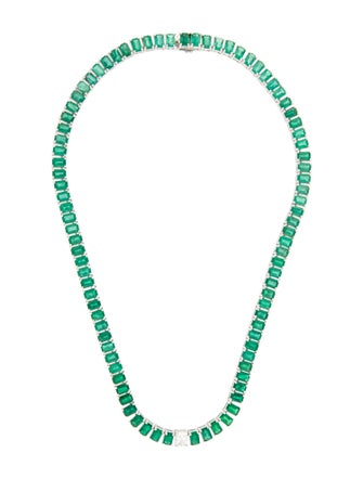 Necklace Oscar Friedman 18K 50.62ctw Emerald & Diamond Collar Necklace