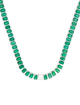 Necklace Oscar Friedman 18K 50.62ctw Emerald & Diamond Collar Necklace
