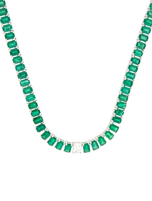 Necklace Oscar Friedman 18K 50.62ctw Emerald & Diamond Collar Necklace