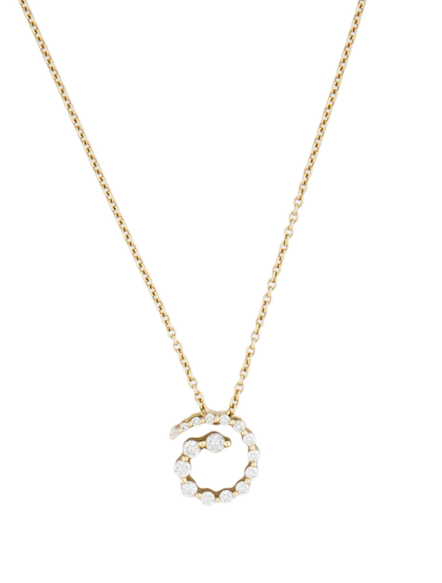 Necklace 14K Diamond Graduated Spiral Pendant Necklace