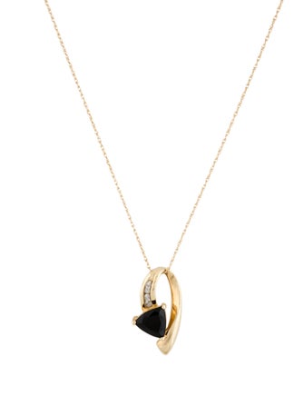 Necklace 14K Onyx & Diamond Pendant Necklace