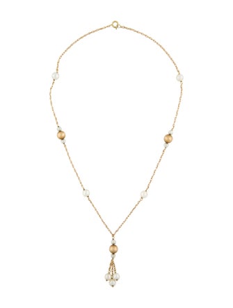 Necklace 14K Pearl Bead Lavalier Necklace