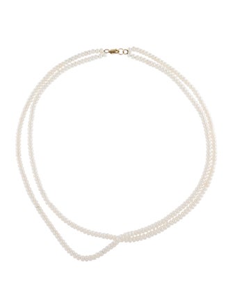 Necklace 14K Pearl Double Strand Collar Necklace