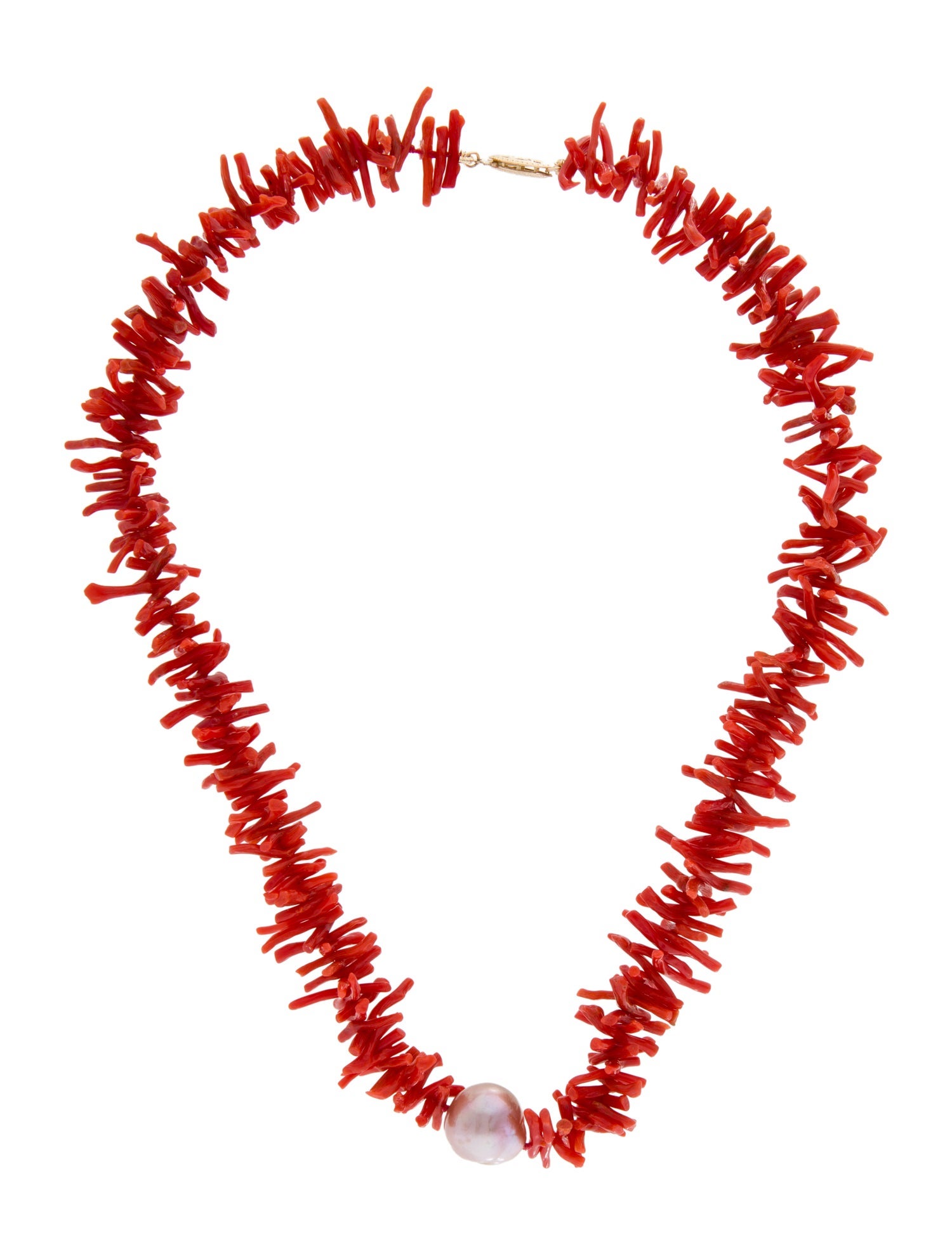 Necklace 14K Coral & Pearl Pendant