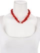 Necklace 14K Coral & Pearl Pendant Necklace