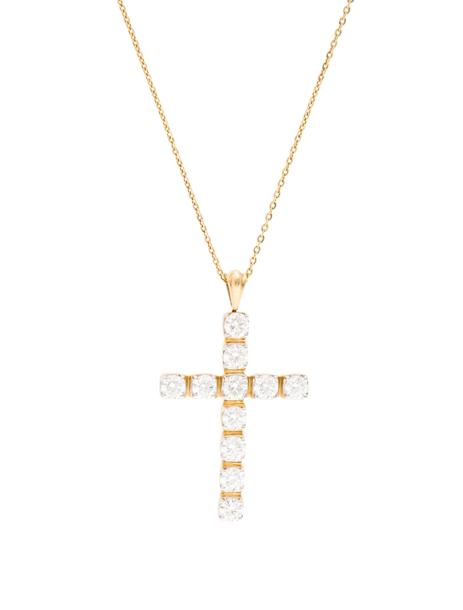 Necklace 14K 3.27ctw Lab-Grown Diamond Cross Pendant Necklace