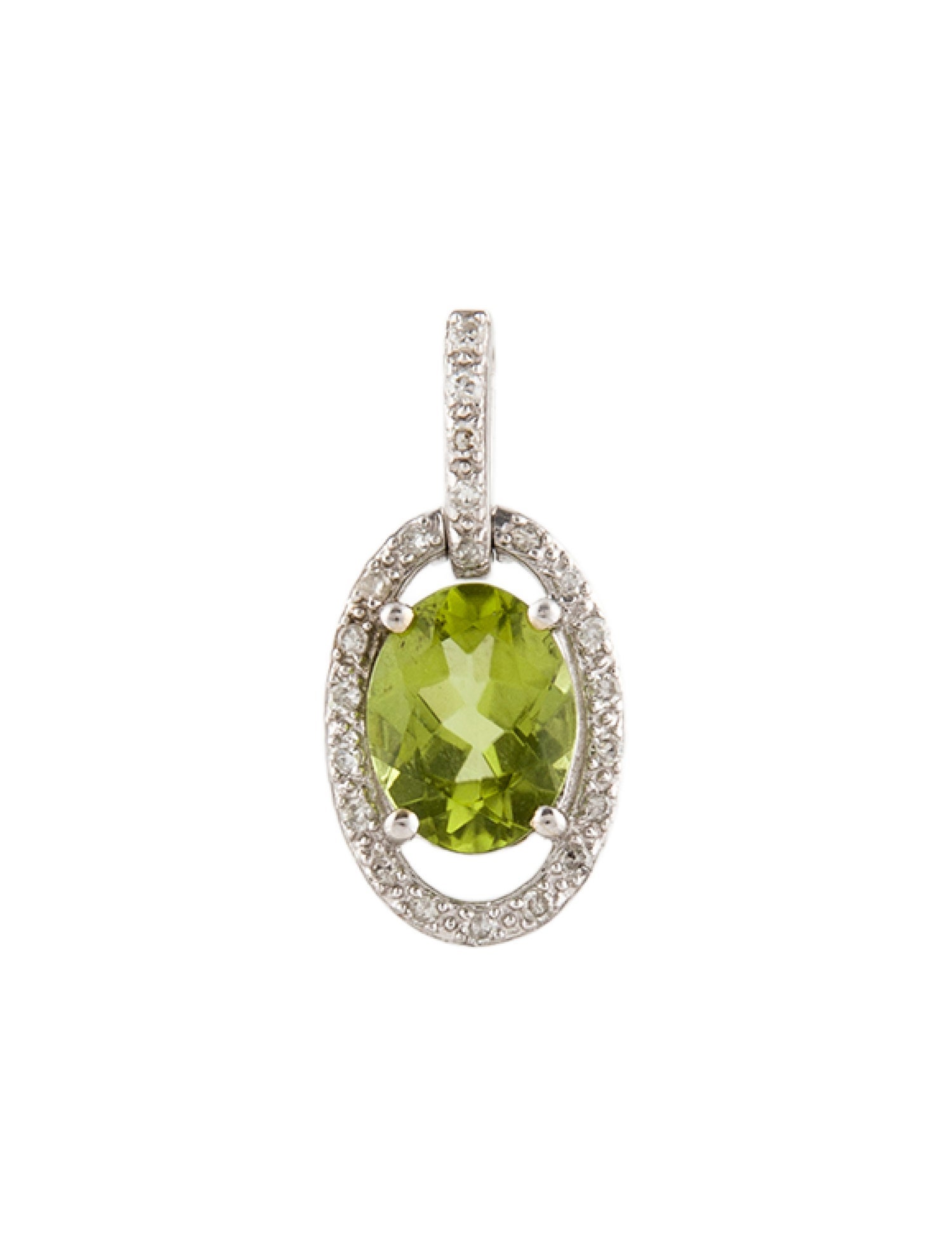 Necklace 14K 1.84ct Peridot & Diamond Pendant