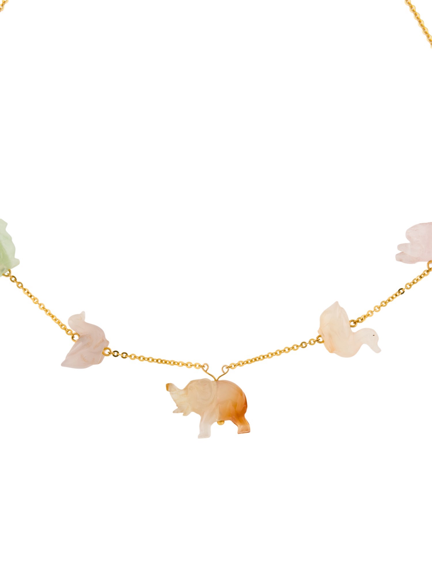 Necklace 22K Multistone Carved Animals Station