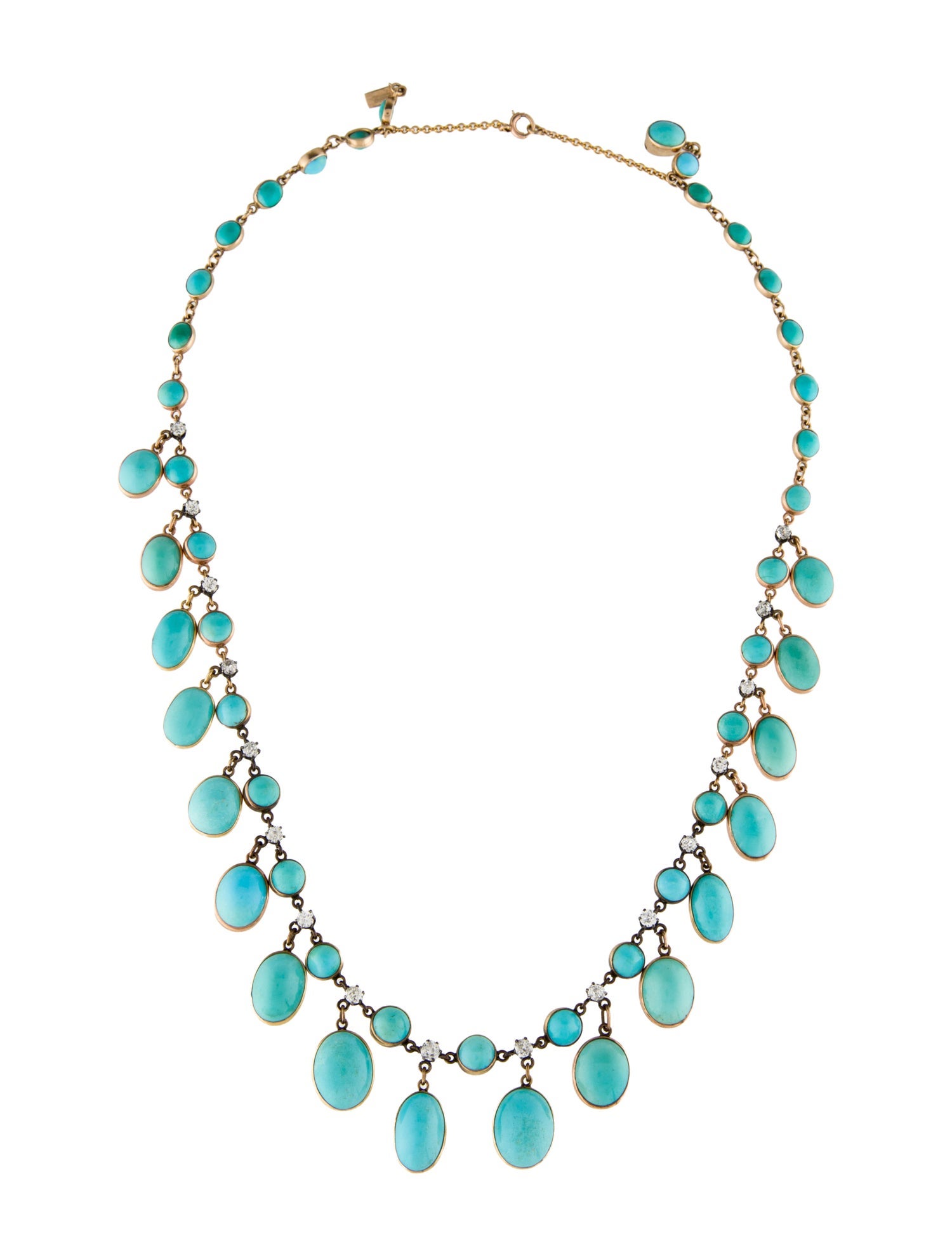 Necklace 14K Turquoise & Diamond Station Necklace