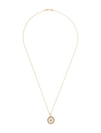 Andrea Fohrman 18K Diamond Enamel Moon Phase Disc Pendant w/ Unbranded 14K Chain