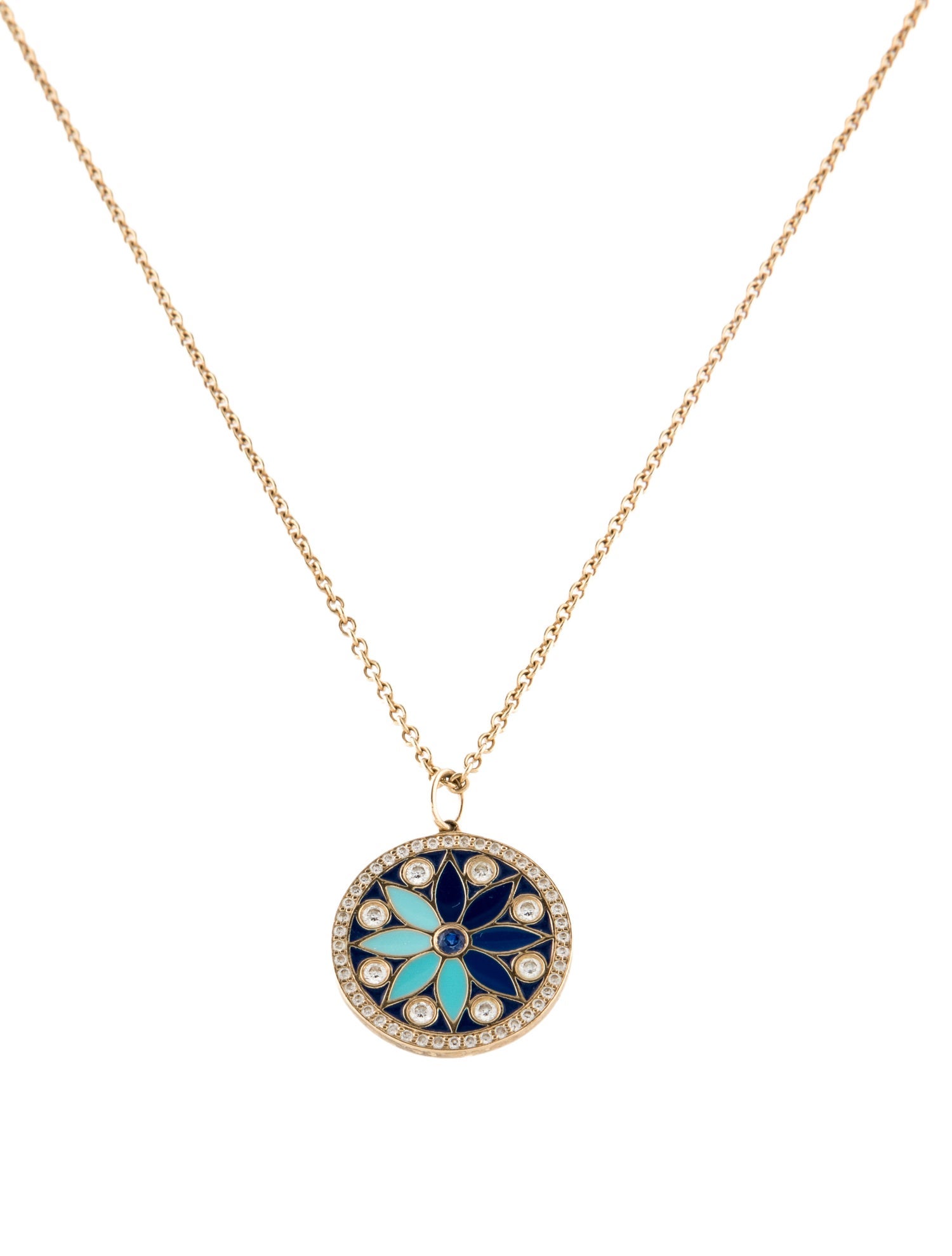 Sydney Evan Sapphire, Diamond & Enamel Kaleidoscope Pendant Necklace